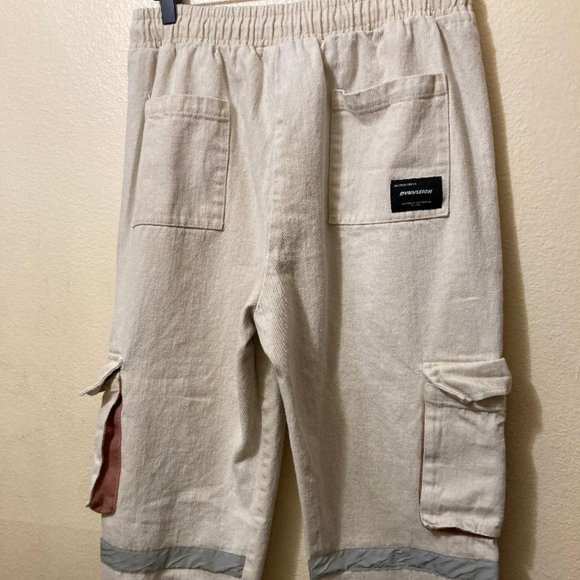 Dynvision Reconstruct Trend Men's Streetwear Beige Cargo Jogger Pants Size S/M - Picture 2 of 11